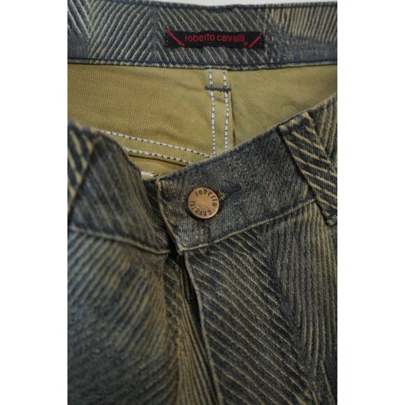 VTG Roberto Cavalli Textured Pattern Straight Leg Denim Jeans Gray W31 Men's - Picture 8 of 12